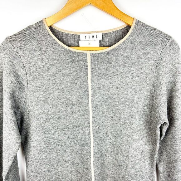 NWT THML Gray Striped Quarter Sleeve Knit Sweater Dress - Picture 4 of 10